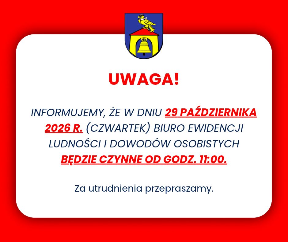Biuro Ewidencji Ludności i Dowodów Osobistych czynne od 11:00